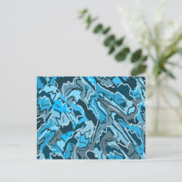 Cartão Postal Icy Blue Marbled Abstrato