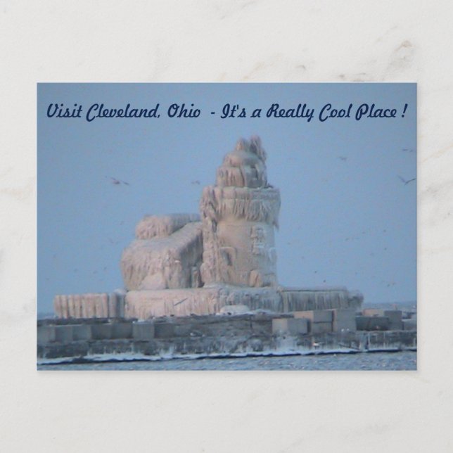 Cartão Postal Icy Lighthouse (Visit Cleveland) Postcard (Frente)