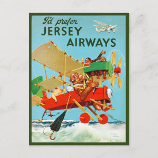 Cartão Postal I'd Prefer Jersey Airways Vintage Poster 1937