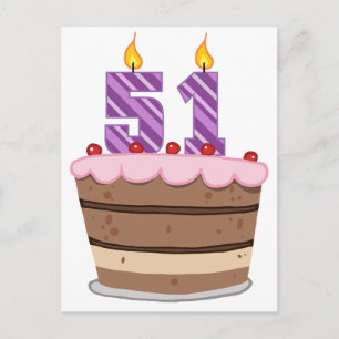 Cartão Postal Idade 51 no Bolo de Aniversário