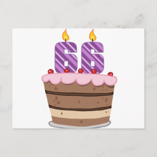 Cartão Postal Idade 66 no bolo de aniversário