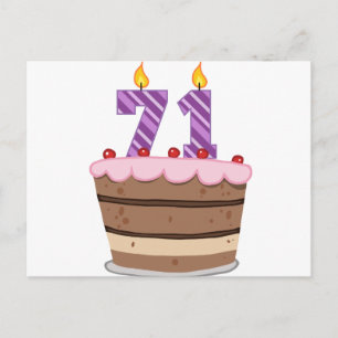 Cartão Postal Idade 71 no bolo de aniversário