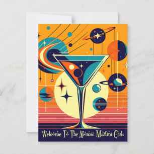 Cartão Postal Idade Espacial Bem-Vindo Ao Clube Atômico Martini