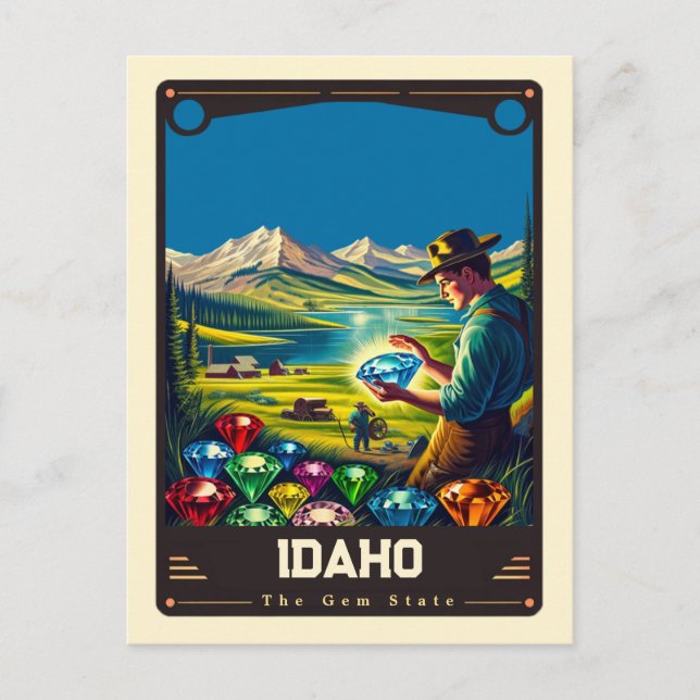 Cartão Postal Idaho | Espírito Patriótico Vintage (Frente)