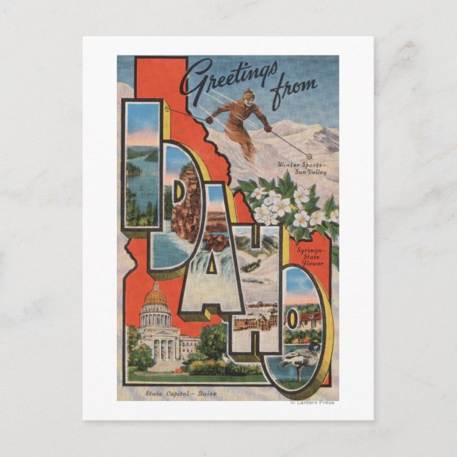 Cartão Postal Idaho (Esqui)Cenas GrandesIdaho (Frente)