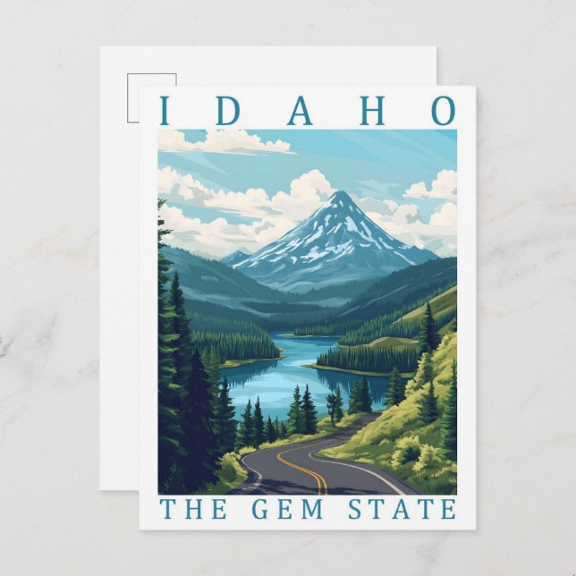 Cartão Postal Idaho, Estado Gem EUA, Viagem Place (Frente/Verso)