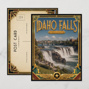 Cartão Postal Idaho Falls Idaho Arte Deco Vintage Era de Ouro