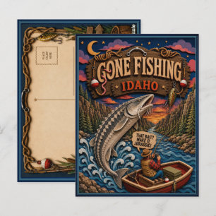 Cartão Postal Idaho Gone Fishing Esturjão Branco