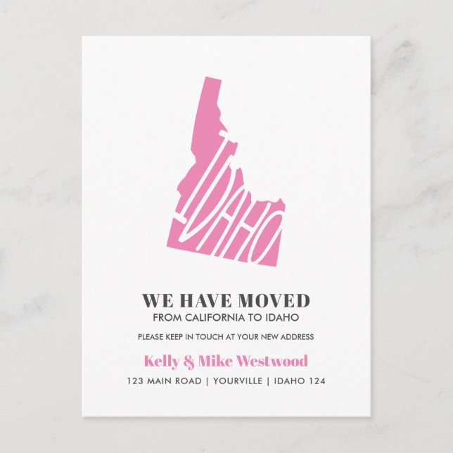 Cartão Postal IDAHO Mudamos Novo endereço Nova Casa  (Frente)
