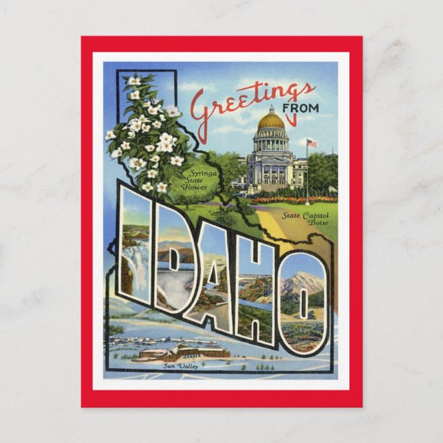 Cartão Postal Idaho Saudações Dos Estados Unidos (Frente)