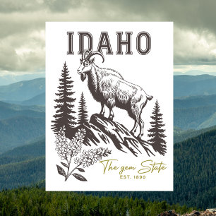 Cartão Postal Idaho The Gem State Est. 1890 Carneiro Montês