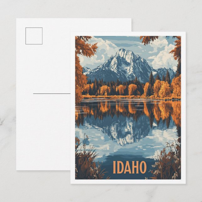 Cartão Postal Idaho USA Vintage Illustration Viagem (Frente/Verso)