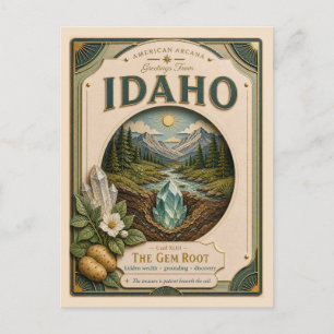 Cartão Postal Idaho Vintage Paper Cut American Arcana