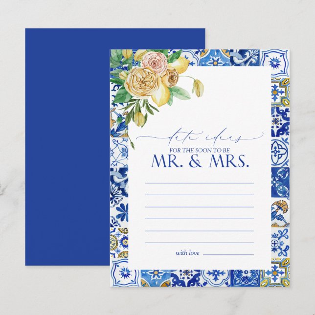 Cartão Postal Ideias de Data Floral Elegante Mediterrânica Lemon (Frente/Verso)