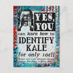 Cartão Postal Identifique o Kale - Anúncio engraçado de última g