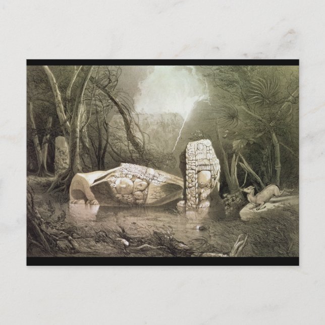 Cartão Postal Ídolo maia quebrado em Copan, Guatemala (Frente)