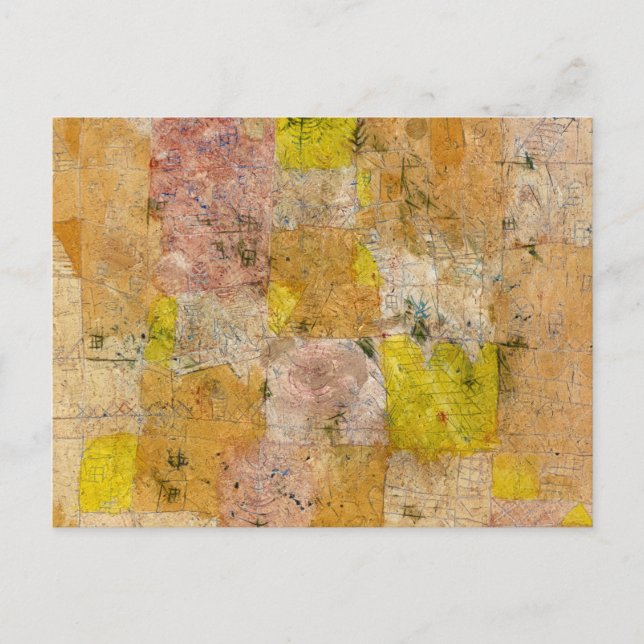 Cartão Postal Idyll suburbana, 1926, por Paul Klee (Frente)