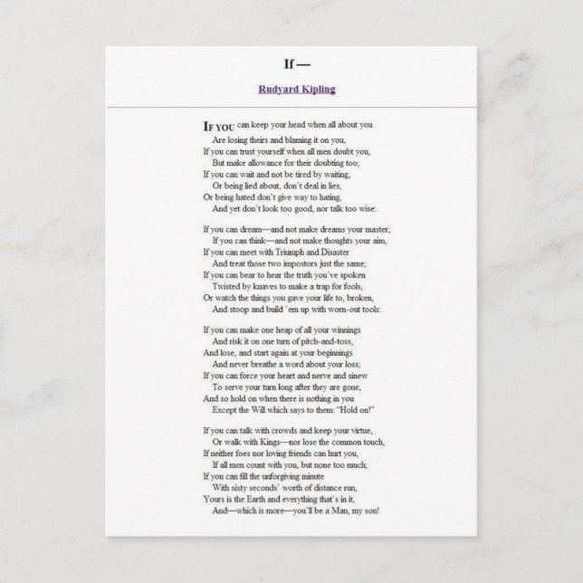 Cartão Postal If_by_Rudyard_Kipling.JPG (Frente)