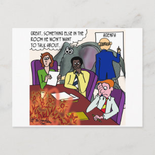 Cartão Postal Ignorando o Elefante e o Fogo na Conferência