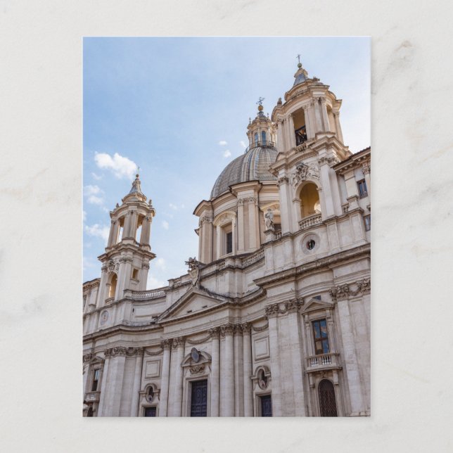 Cartão Postal Igreja Agnesa Sant na Piazza Navona - Roma (Frente)