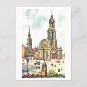 Cartão Postal Igreja Antiga e Torre do Castelo em Dresden