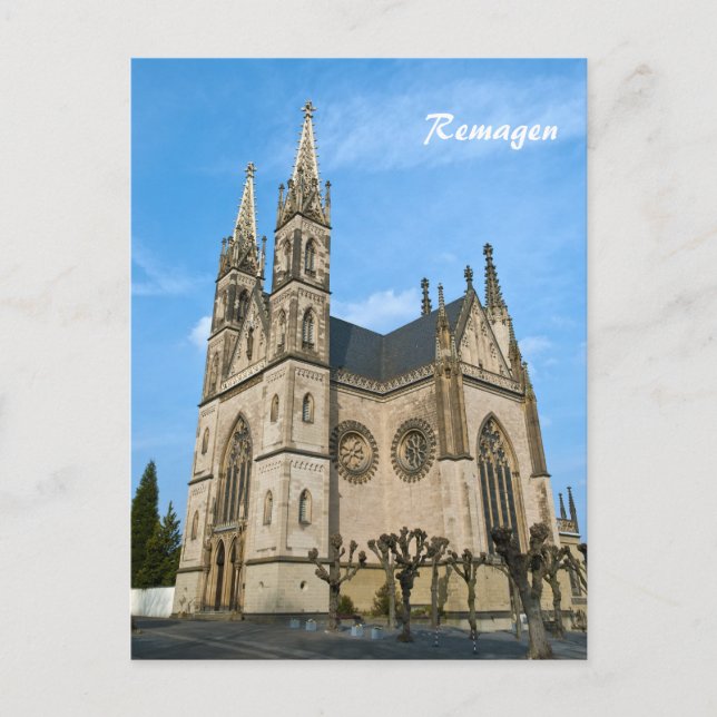 Cartão Postal Igreja Apollinaris em Remagen, Alemanha (Frente)