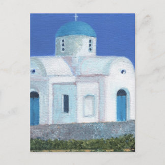 Cartão Postal Igreja Cipriota Grega Branca E Azul