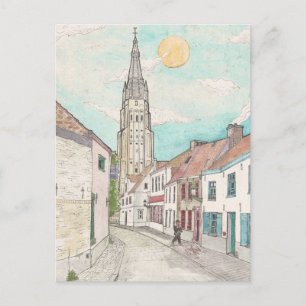 Cartão Postal Igreja Da Nossa Senhora, Bruges Belgium, Cityscape