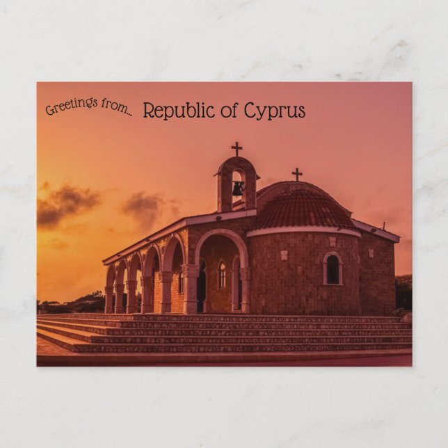Cartão Postal Igreja da Rua, Epifania Ayia Napa Chipre (Frente)