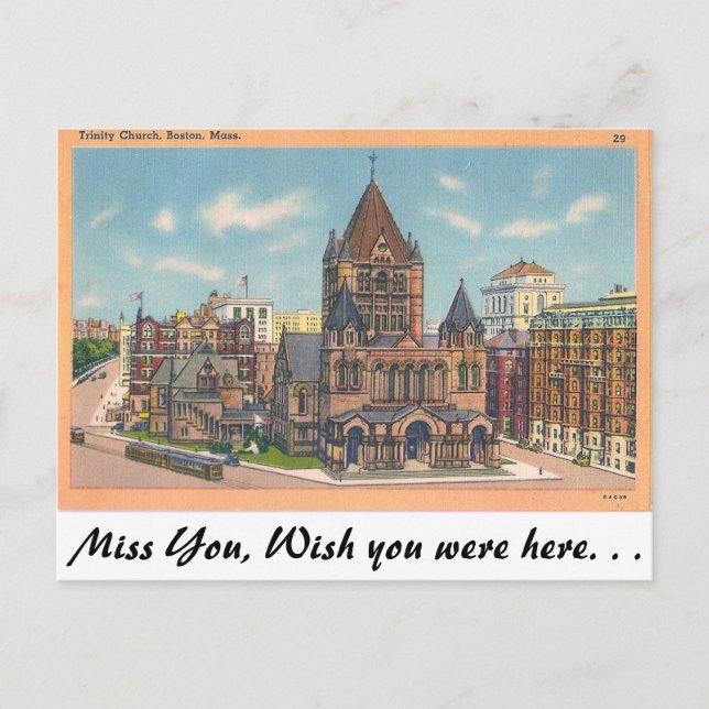 Cartão Postal Igreja da Trindade, Boston, Massachusetts (Frente)