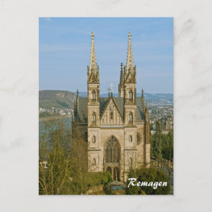 Cartão Postal igreja de Apollinaris em Remagen, Alemanha