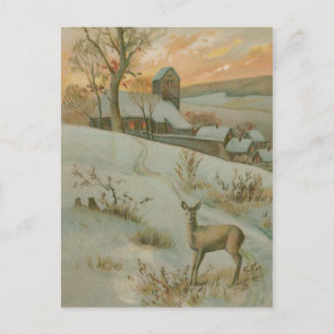 Cartão Postal Igreja de Cervos do Campo de Inverno Neve