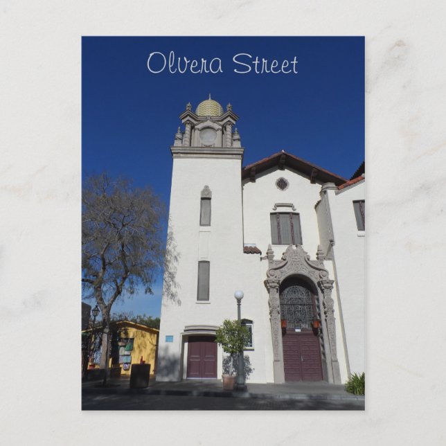 Cartão Postal Igreja de Olvera Street - Los Angeles (Frente)