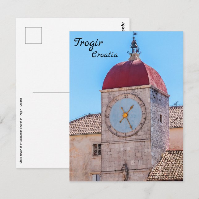 Cartão Postal Igreja de rua Sebastião em Trogir - Dalmácia, Croá (Frente/Verso)