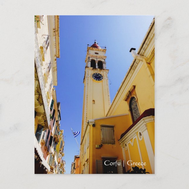 Cartão Postal Igreja de Ruas. Spyridon, Corfu, Grécia (Frente)