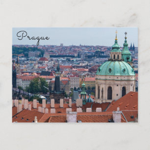 Cartão Postal igreja de S. Nicolau e telhados de Praga