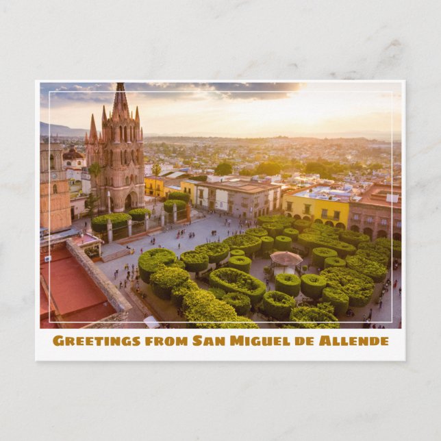 Cartão Postal Igreja de San Miguel de Allende com Jardim (Frente)