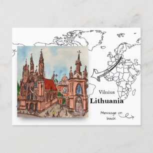 Cartão Postal Igreja de Santa Ana, Vilnius, Lituânia