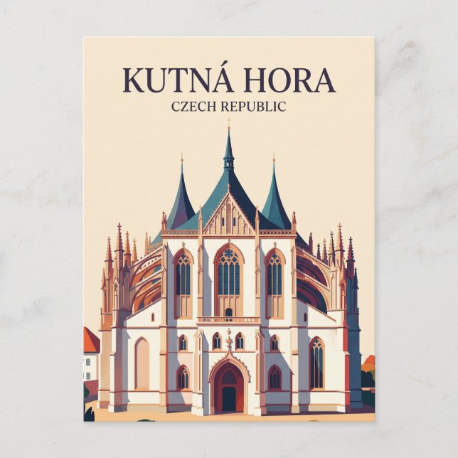 Cartão Postal Igreja de Santa Bárbara República Tcheca (Frente)