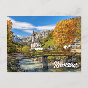 Cartão Postal Igreja de São Sebastião, Ramsau, Alemanha