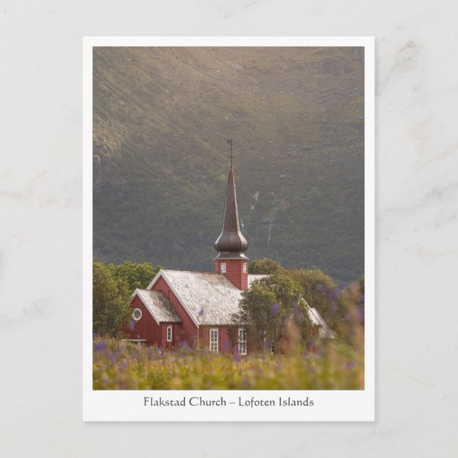 Cartão Postal Igreja do Lofoten Flakstad (Frente)