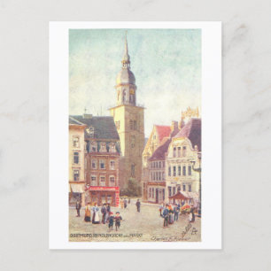 Cartão Postal Igreja e Mercado Antigos, Dortmund, Alemanha