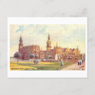 Cartão Postal Igreja e Palácio Vintage em Dresden, Alemanha