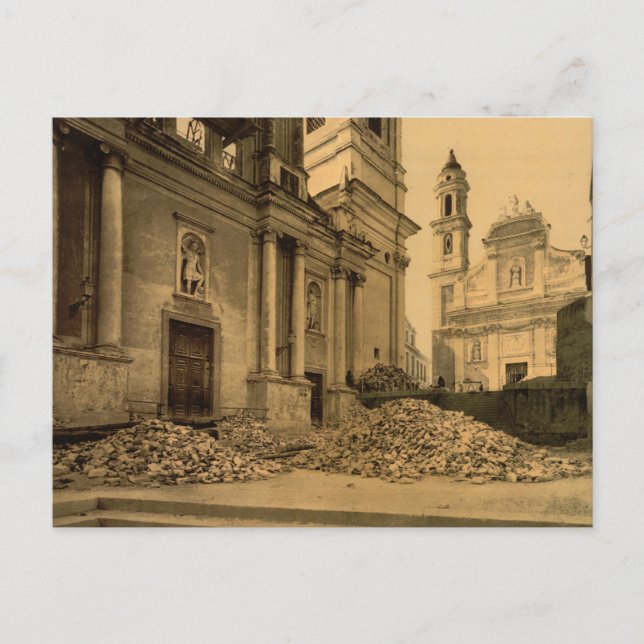 Cartão Postal Igreja e Rubble, Sanremo, Ligúria, Itália (Frente)