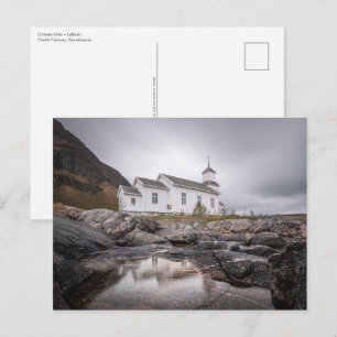 Cartão Postal Igreja Gimsoy Lofoten Noruega