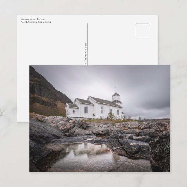 Cartão Postal Igreja Gimsoy Lofoten Noruega (Frente/Verso)
