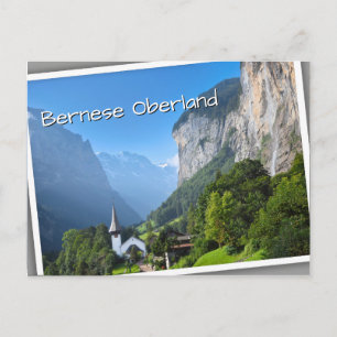 Cartão Postal Igreja no Vale de Lauterbrunnen, Suiça