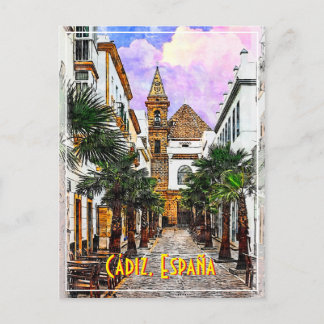 Cartão Postal Igreja Nuestra Senora de la Palma. Cádiz, Espanha.