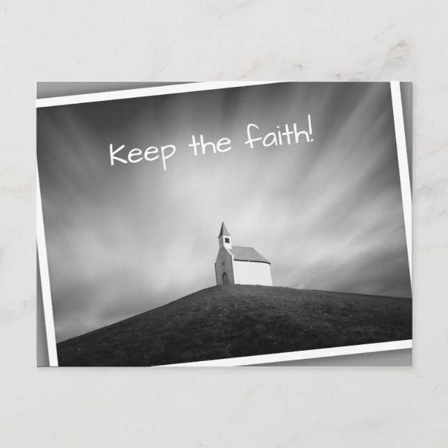 Cartão Postal Igreja numa colina em preto e branco (Frente)