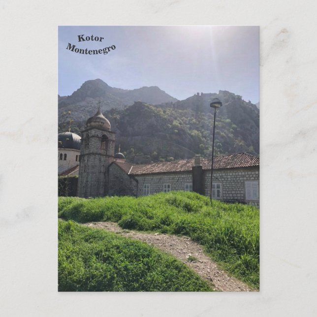 Cartão Postal Igreja ortodoxa medieval, velho Kotor, Montenegro (Frente)